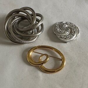 Elegant Silver and Gold Brooch Set Monet Gerry unsigned mx2